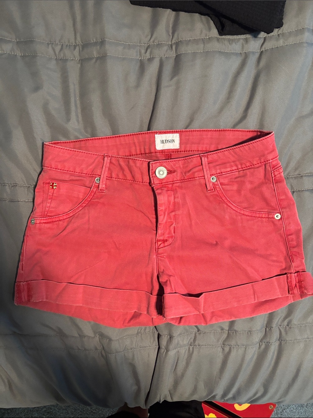 Hudson Jeans Red Denim Cuffed Shorts